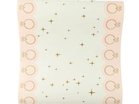 Gold & Pink Diamond Ring Paper Table Runner 10ft Cheap