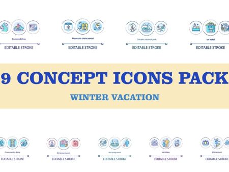 Winter vacation concept icons set Supply