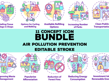 Air pollution prevention concept icons bundle Online Sale