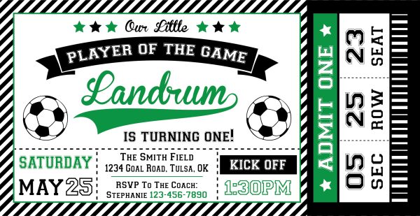 Soccer Ticket Birthday Party Invitation Hot on Sale