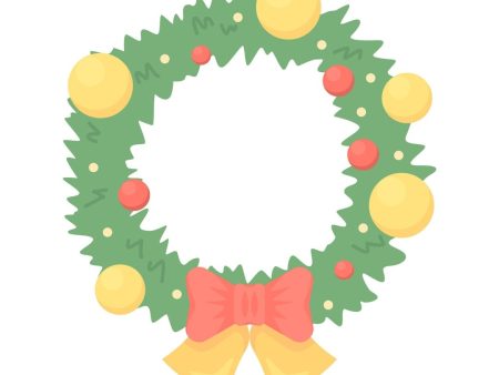 Christmas wreath with bell semi flat color vector object on Sale