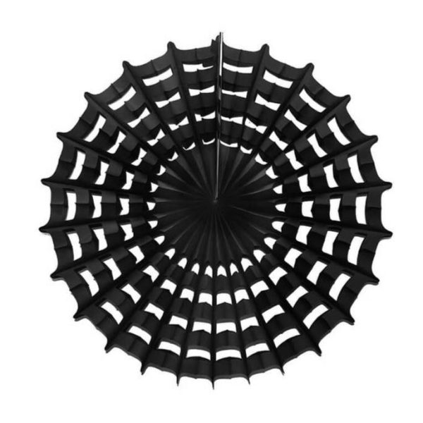 Black Spiderweb Paper Tissue Fan 27in Fashion