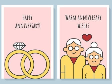 Anniversary greeting card with color icon element set Online Hot Sale