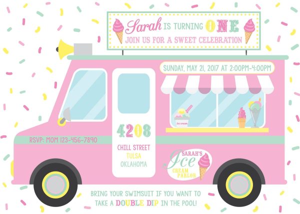 Ice Cream Birthday Party Invitation Hot on Sale