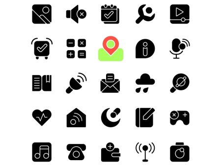 Interface black glyph icons set on white space Online Sale