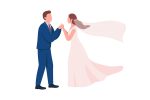 Happy newlyweds couples vector character set For Sale