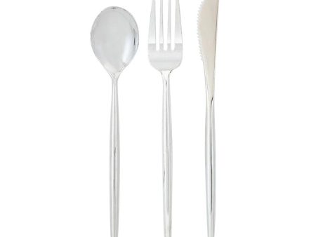 Modern Silver Plastic Cutlery Set for 10 Online now