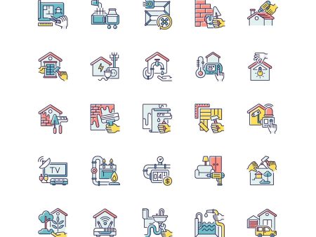 Building and repair house RGB color icons set Online Hot Sale