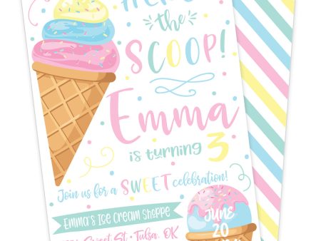 Here s the Scoop Ice Cream Birthday Party Invitation Sale