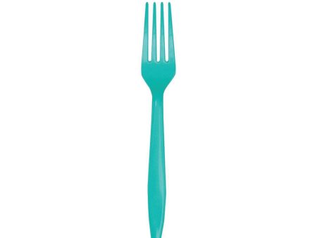 Teal Plastic Forks 24ct Supply