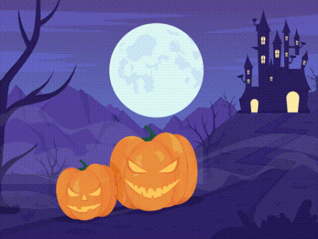 Animated haunted castle illustration Cheap