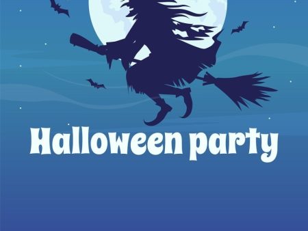 Witch themed party on Halloween flat vector banner template Discount