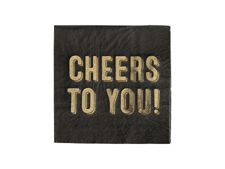 Black & Gold Cheers To You Dessert Napkins 20ct Online Sale