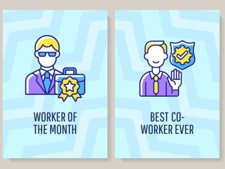 Workers appreciation day celebration greeting card with color icon element set Online Sale