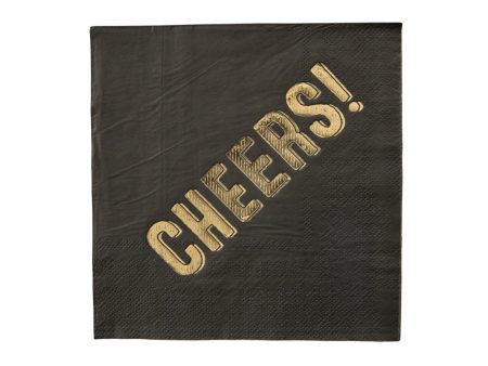 Black & Gold Cheers Lunch Napkins 20ct Online Hot Sale