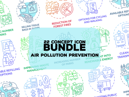 Air pollution prevention concept icons bundle Hot on Sale