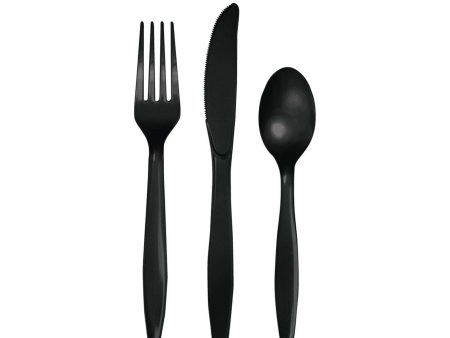 BLACK Premium Plastic Cutlery Set for 8 Online