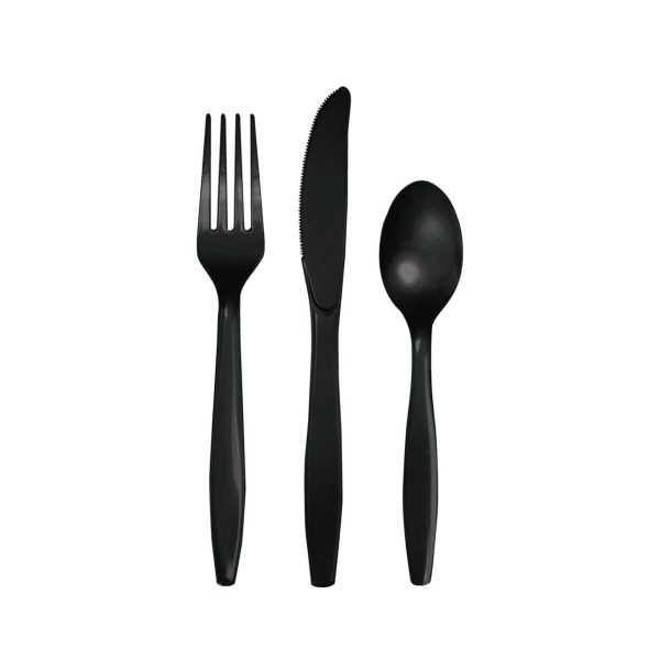 BLACK Premium Plastic Cutlery Set for 8 Online