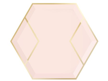 Blush Pink & Gold Hexagon Dessert Plates 8ct For Sale