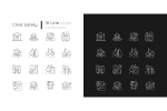 Child safety linear icons set for dark and light mode Online now