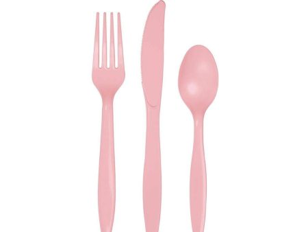 Light Pink Premium Plastic Cutlery Set for 8 Supply