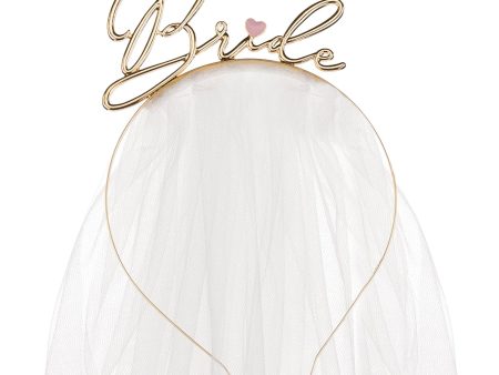 Gold Bride Veil Headband on Sale