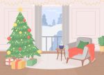 Christmas cozy aesthetic flat color vector illustration Supply