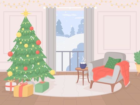 Christmas cozy aesthetic flat color vector illustration Supply