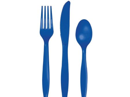 Cobalt Blue Premium Plastic Cutlery Set for 8 Online