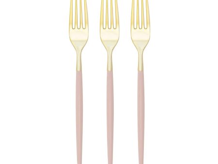 Blush Pink & Gold Plastic Forks 32ct For Discount