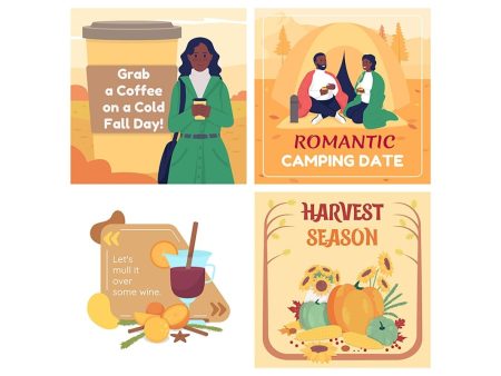 Autumn social media cards mockup set Fashion