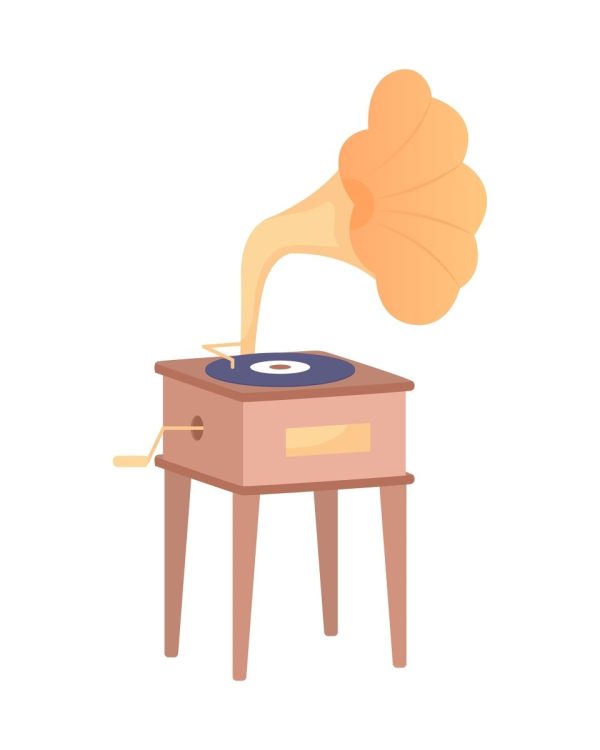 Gramophone for playing music semi flat color vector object For Cheap