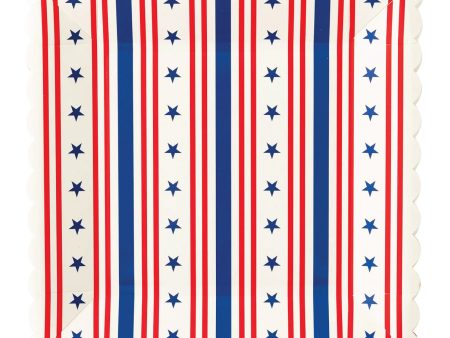 Patriotic Stars & Stripes Square Lunch Plates 8ct Discount