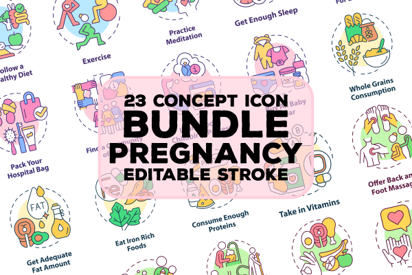 Pregnancy Concept Icons Bundle For Discount