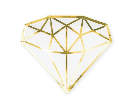 White & Gold Diamond Dessert Plates 8ct Discount