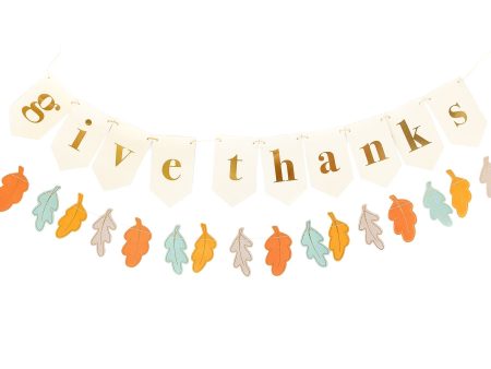 Harvest Give Thanks Leaves Banner Set 5ft Online Hot Sale