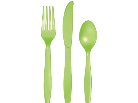 Lime Green Plastic Cutlery Set for 8 Cheap