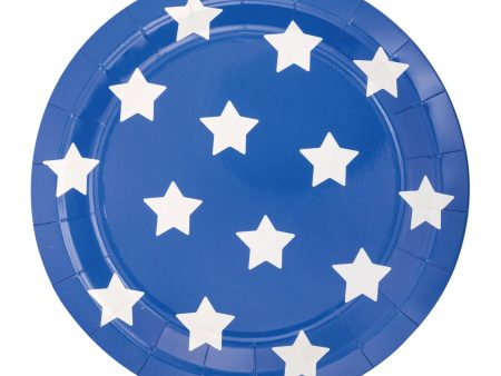 Blue & White Stars Lunch Plates 8ct Online now