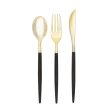 Black & Gold Plastic Cutlery Set for 8 Online