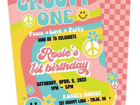 Groovy One First Birthday Invitation Supply