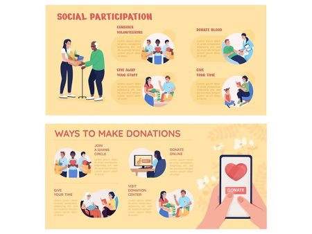 Donation vector infographic template set Fashion