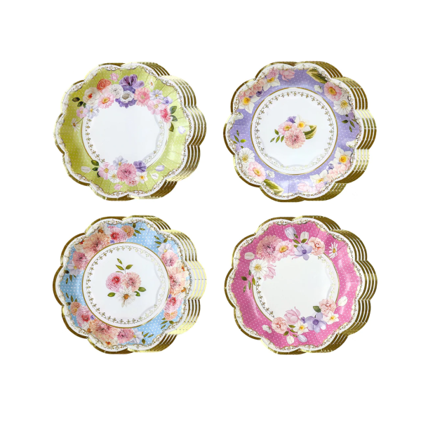 Floral Tea Party Assorted Dessert Plates 16ct Online now