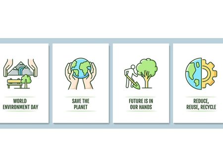 World environment day greeting card with color icon element set Discount