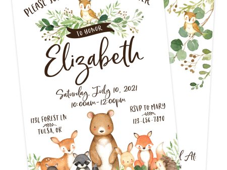 Woodland Baby Shower Printable Invitation Discount