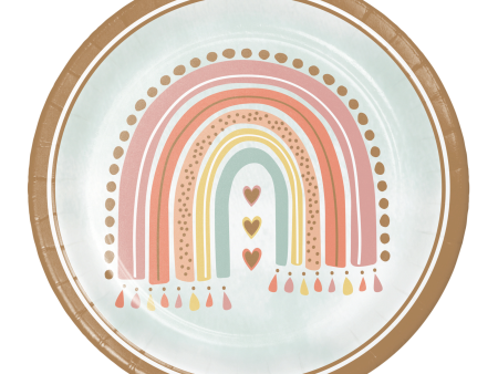 Boho Rainbow Lunch Plates 8ct Supply