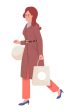 Confident adult woman wearing fashionable coat semi flat color vector character Sale