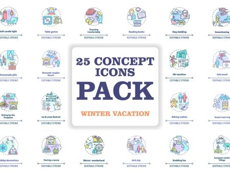 Winter vacations concept icons set Hot on Sale