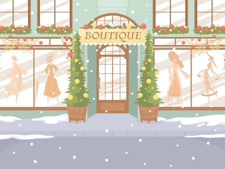 Boutique facade flat color vector illustration Sale