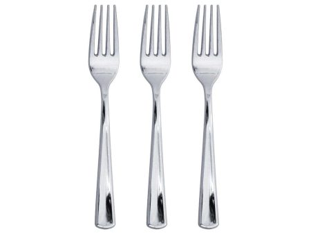 Silver Premium Plastic Forks 24ct Fashion