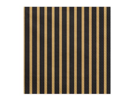 Black & Gold Stripe Lunch Napkins 20ct Online Sale